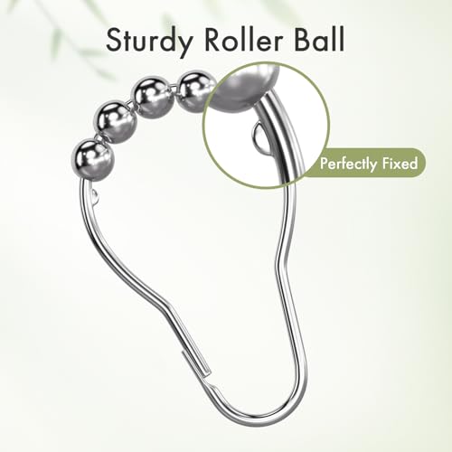 Image of Amazer Shower Curtain Hooks Rings, Anti-Rust Metal Double Glide Shower Hooks for Bathroom Shower Rods Curtains-Set of 12-Nickel