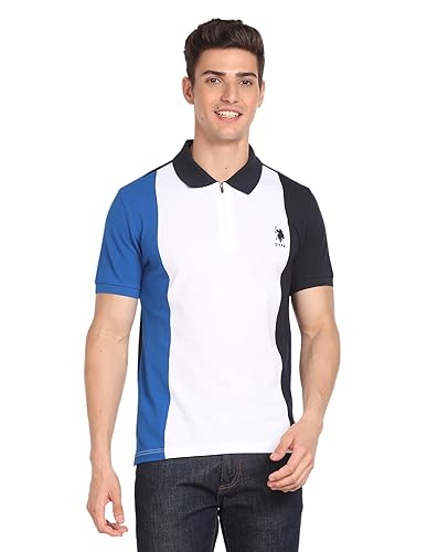 Image of U.S. Polo ASSN. Pattern Slim Fit Polo T Shirts for Men - 100% Cotton, Half Sleeves Mens Tshirt
