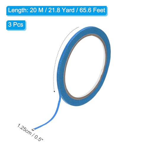 Image of PATIKIL Masking Tape 0.5 Inch x 22 Yard, 3 Roll General Purpose Adhesive Painting Tape Painters Tape for Arts Crafts Label, Blue