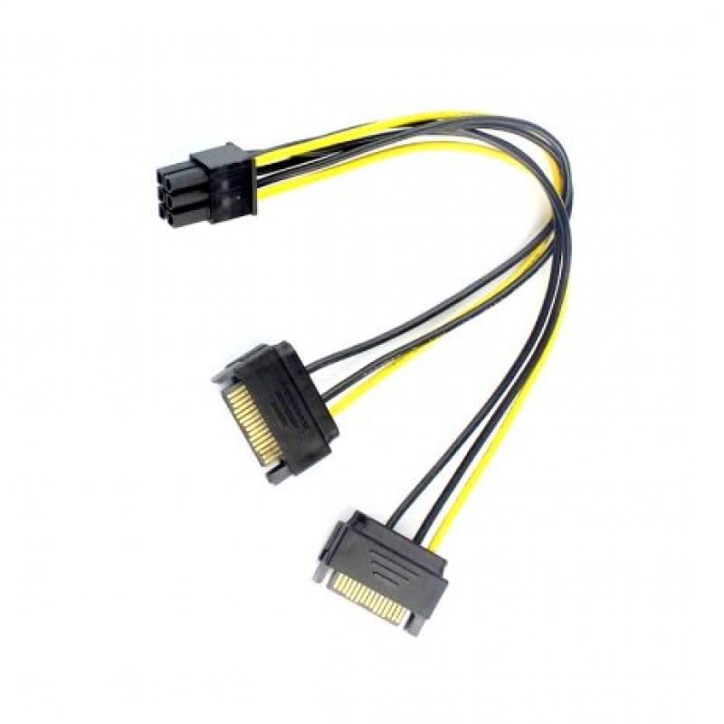 Dual SATA 15 Pin Male to 6 pin PCI Express PCI-E Sata Graphics Video Card Power Cable 20cm-image-23
