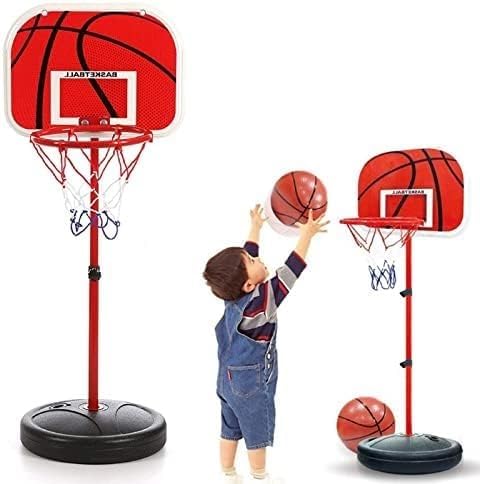ARATERVIO Tragbarer Basketballkorb Kinder 150cm – Freistehender Basketballständer Outdoor & Indoor, Metall Basketballkorb Rot für Garten, Park & Hof, Stabiler Basketball Korb mit Komplettset