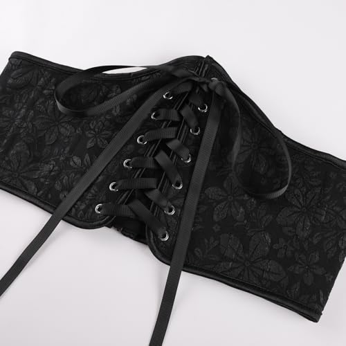 Image of Scarlet Darkness Corset Belt for Women Renaissance Lace up Corset Floral Wide Waist Belts