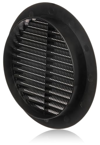 diameter 150mm / 6 inch Plastic Round Ventilation Grille with Anti-Insect Mesh - Black Air Vent Cover, 150mm / 6''