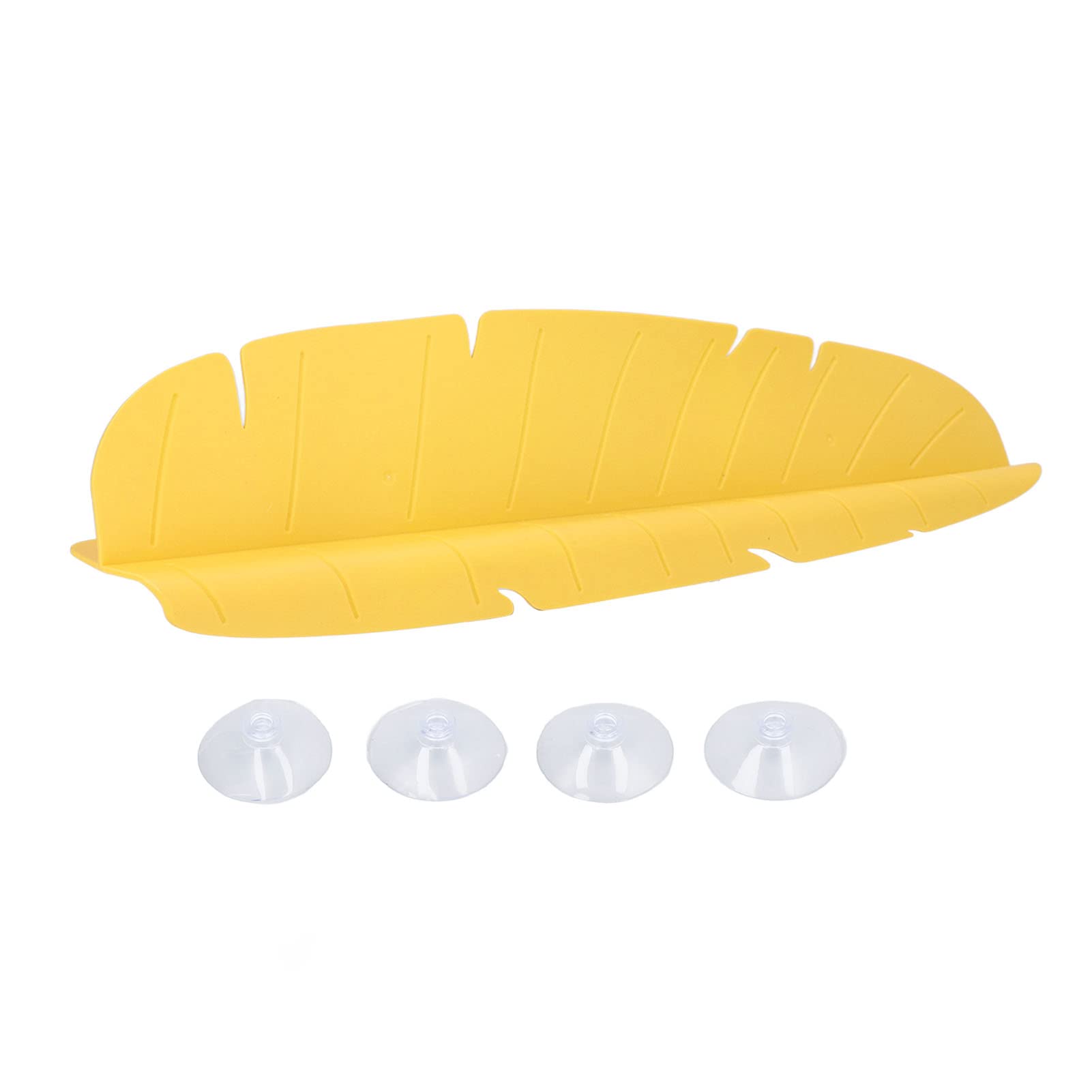 Sink Splatter Guard, Banana Leaf Elastic Kitchen Sink Water Splash Guard Soft Reusable for Dishes Washing(Yellow)