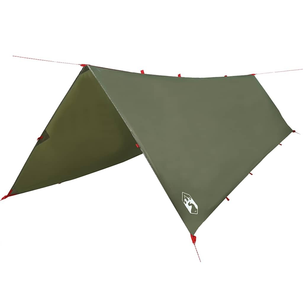 Telone da campeggio verde oliva 506 x 306 cm impermeabile, telo per tenda protezione solare per esterni, campeggio, escursionismo, amaca
