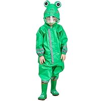 Kids Waterproof Rainsuit All in One Puddle Suit Raincoat for Boys and Girls Puddlesuit Green