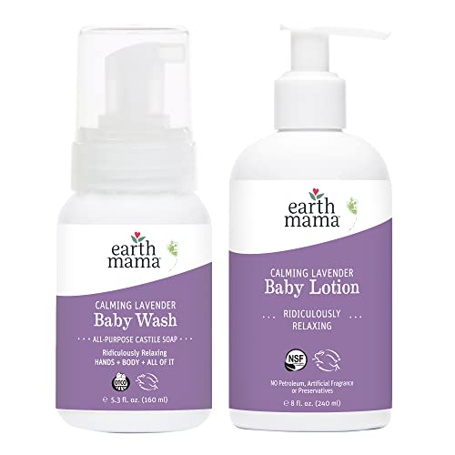 Image of Earth Mama Bathtime Bundle | Calming Lavender Baby Wash & Moisturizing Calendula Lotion