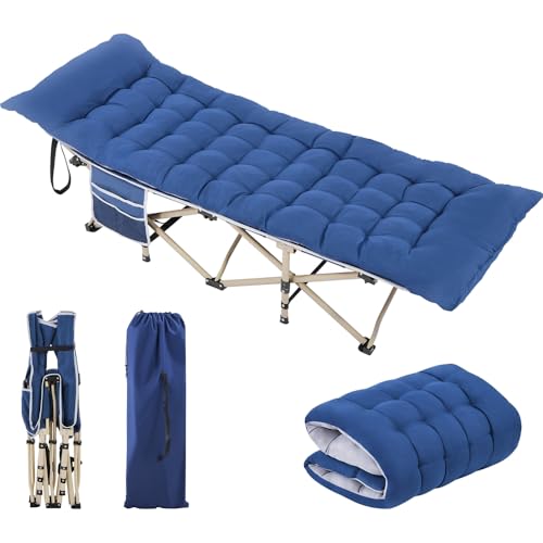 Yaheetech Cama Plegable Camping 2 en 1 Cama Portatil Acolchada Tumbona Exterior con Bolsa de Transporte Gris y Azul