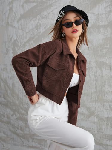Image of SMOWKLY Womens Casual Cropped Full Sleeve Button Down Korean Style Jacket