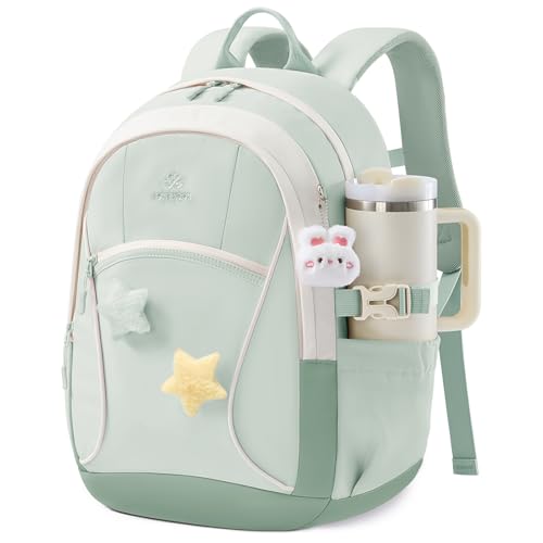 Image of LOVEVOOK School Backpack for Teen Girls & Kids, Lightweight Large Capacity Waterproof Bookbag with 15.6 inch Laptop Compartment, Cute Ergonomic Bag for Elementary Middle School Students