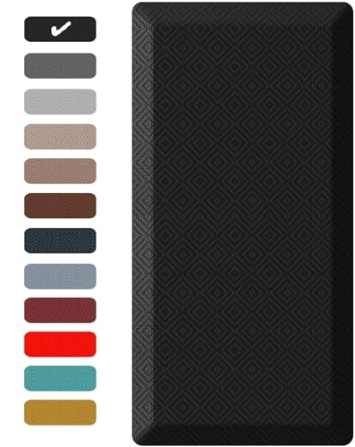 Ophanie Kitchen Mats for Floor, 3/4 inch Thick, 20x39 Anti Fatigue Cushioned Mat, Kitchen Rugs, Waterproof, Comfort Ergonomic Standing Mat for Office, Home, Sink, Black Non-Slip Ridged Bottom