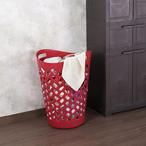 Image of Cello Flexi Multipurpose Plastic Laundry Basket, Maroon, 50 Ltrs | Lightweight and Portable | Storage Organizer | Convenient Handling | Useful For Storing Clothes, Toys, Books