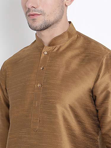 Image of VASTRAMAY VM Mens Silk Blend Kurta Pyjama Set - Classic Ethnic Attire for Timeless Style and Cultural Celebrations | Soft Comfortable Solid Full Sleeves Kurta and Churidar Pyjama Set