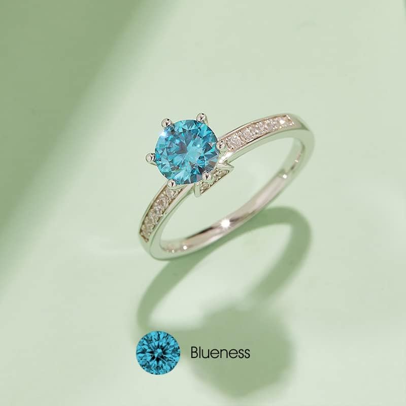 White/Pink/Yellow/Green/Black/Blue Moissanite Rings Wedding Promise Ring for Women 18K White Gold Plated 925 Sterling Silver D Color Moissanite Engagement Rings Christmas Gifts for Her(Size 5-10)