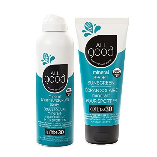 All Good Sport Face & Body Sunscreen - UVA/UVB Broad Spectrum, Water Resistant, Coral Reef Friendly - 30 SPF Sunscreen Spray & Lotion