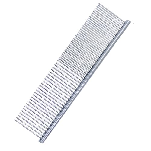 RAMGLYO Haustier Kamm Haustierpflege Edelstahl Abgerundet Zähne Hunde Kamm für Große, Mittlere und Kleine Hunde und Katzen mit Verworrenen Kurzen/Langen Haaren (19 x 3,5 cm)