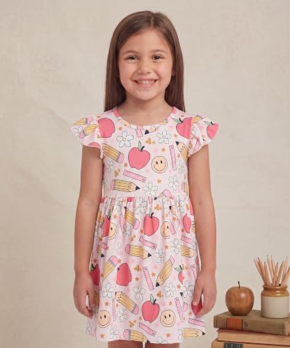Image of Unique Baby Girls' Short Sleeve Everyday Printed Dresses for Kid and Toddler, Sizes 2T-12Y