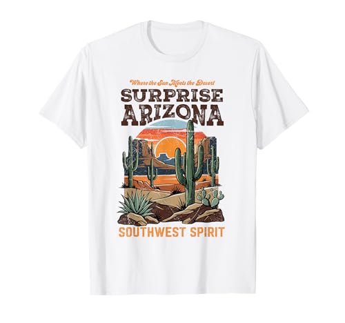 Surprise, AZ Southwest Desert Retro Landscape Design T-Shirt