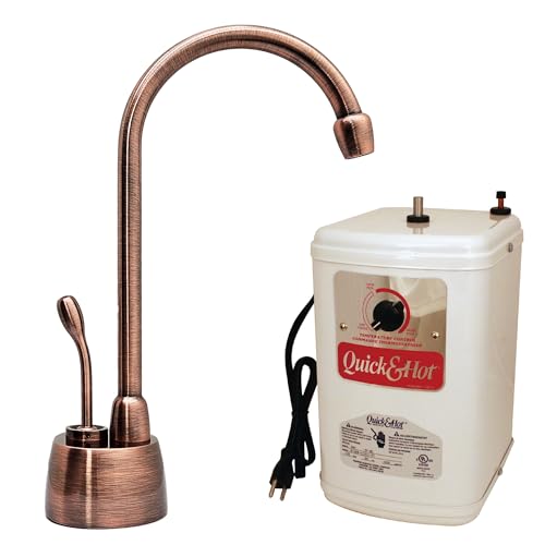 Image of Westbrass A271H-11 Velosah 9 inch 1-Handle Hot Water Dispenser Faucet with Thermostatic Hot Water Tank, Antique Copper