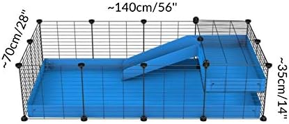 C&C Cage for Guinea Pig 4x2 with Loft & Ramp by KAVEE - Blue coroplast
