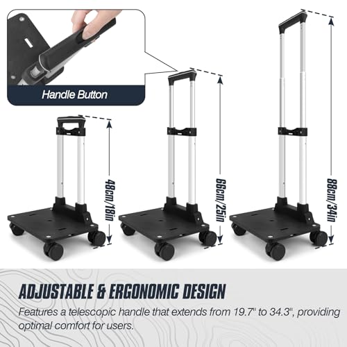 Domiella Folding Luggage Cart with Extendable Aluminum Handle and 4 Wheels, Portable Collapsible Trolley Handcart for Airport Travel, Moving and Shopping, Black4