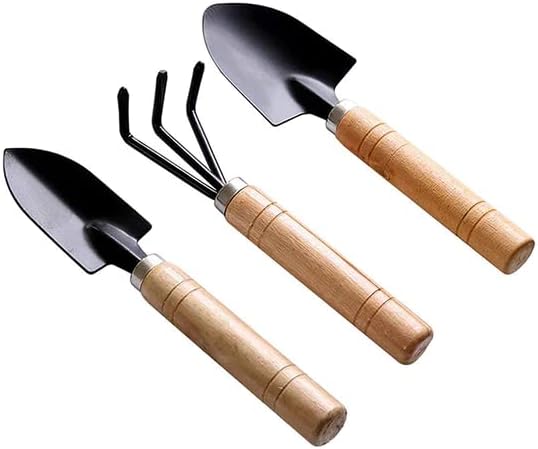 Qwid Gardening Tool Set Mini Wood Handle Garden Tool Set Gardening Tool Set - Set of 3