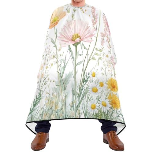 Kigai Hair Cutting Cape for Men & Women Wildflowers Poppy Waterproof Barber Cape Professional Hairdressing Salon Styling Cape with Adjustable Closure Snap