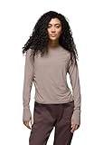 prAna Womens Sol Searcher Long Sleeve Crew, Shroom, Small