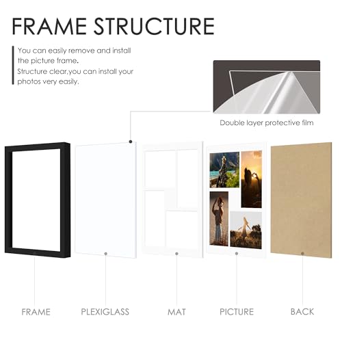 Image of DUENPY 12x12 Picture Frame, 4x6 Collage Picture Frame, Displays Four 4x6 inch Photos, or 12x12 (Without Mat) Available for Wall Mount or Table Top Horizontal and Vertical Display, Black.
