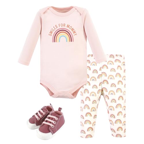Image of Hudson Baby Unisex Baby Cotton Bodysuit, Pant and Shoe Set