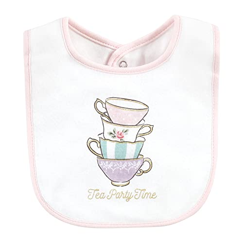 Image of Hudson Baby Unisex Baby Cotton Bibs, Tea Party, One Size