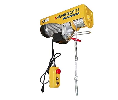 Guincho Elétrico de Coluna Menegotti Prime V2 500/1000 kg – 2000W, 12 m de Elevação, Monofásico, Cabo de Aço Galvanizado – Profissional - 127v - Menegotti
