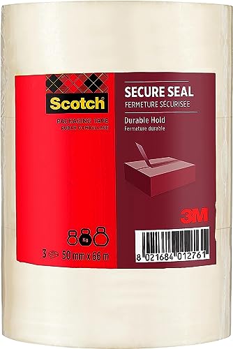 Scotch Verpackungsklebeband für einen sicheren Verschluss, Transparent, 50 mm x 66 m, 3 Rollen/Packung
