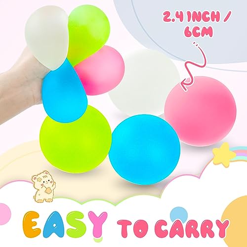 Ainiv 4 Stück Leuchtend Antistressball, Anti Stress Ball Fidget Fun Toy, Massagebälle Handtrainer, Angst Abbauen Sensorische ADHD Spielzeug Geschenk, Wurfball Spielzeug für Erwachsene