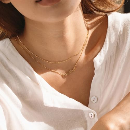PRETOLE Mama Necklaces for Women, New Mom Necklaces for Women Adjustable Mama Layered Necklaces Hypoallergenic Thin Stacked Necklace for Mother's Day Birthday Gift2