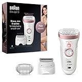 Braun Silk-épil 9 Epilierer Damen für Haarentfernung, Aufsätze für Rasierer, Trimmer und Massage für Körper, Tasche, Muttertagsgeschenk, 9-730, weiß/roségold