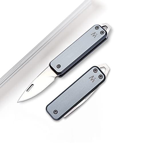 Whitby Pocket Knife, 1.75" Survival Stainless Steel Folding Knives UK Legal Sprint Titanium Grey Finish, Stylish High Performance, Non Locking EDC Blade, Portable for Camping Hiking Backpacking - 9