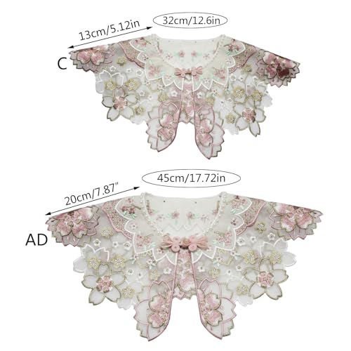 False Collar Lace Shawl Wrap Yunjian Collar Detachable Embroidery Decorative Flower Decorative Chinese Yunjian Studded3