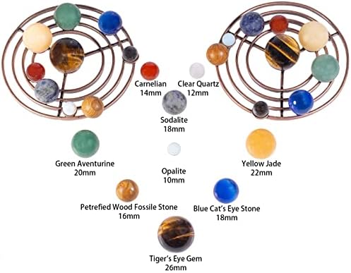 mookaitedecor 9 Planets Stone Solar System Ball Set, Healing Crystal Gifts for Astronomy Lovers, Semi Precious Stones Galaxy Universe Quartz Sphere with Round Stand for Home Office Room Decor