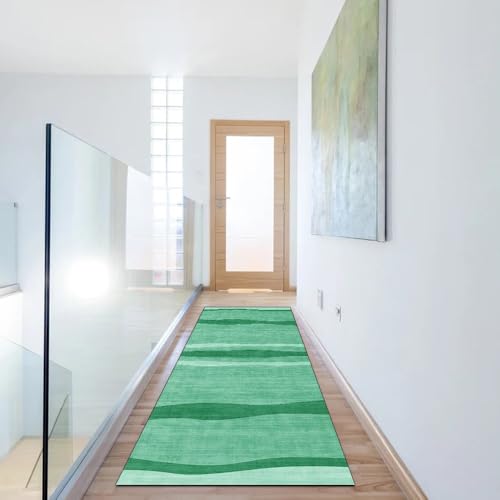 Alfombra de pasillo para cocina y dormitorio verde abstracta 450cm 6