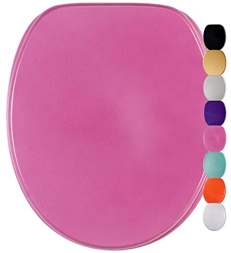 Abattant WC | Grande sélection de abattants WC scintillants | charnières robustes | en bois et de haute qualité (Rose scintillant)