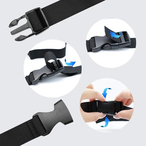 S SYDIEN 3Pcs Tie Down Straps Black Adjustable Nylon Strap with Buckles 1\" x 47\" (3.9ft) Straps with Quick Release, Lashing Strap for Backpacking, Outdoor Activities