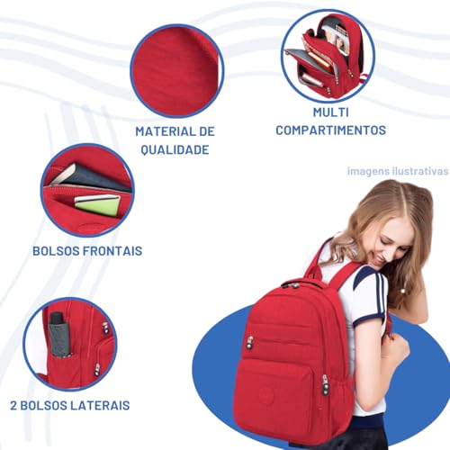 Mochila Escolar Para Notebook Masculina Feminina Reforçada Resistente À Água Com Forro Interno Traba