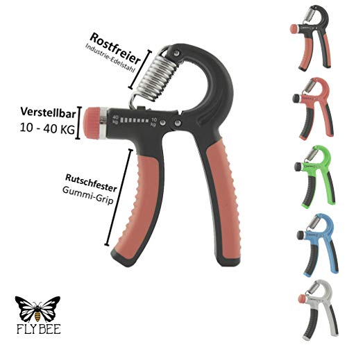 Flybee Sport-Tec - Entrenador de Mano (10-40 Kilos, 5 Colores), Negro, Naranja