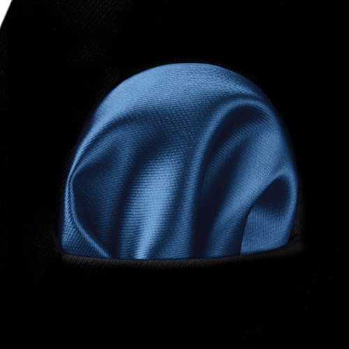 Image of HISDERN Mens Solid Color Ties Formal Satin Necktie and Pocket Square Set Classic Wedding Business Tie & Handkerchief