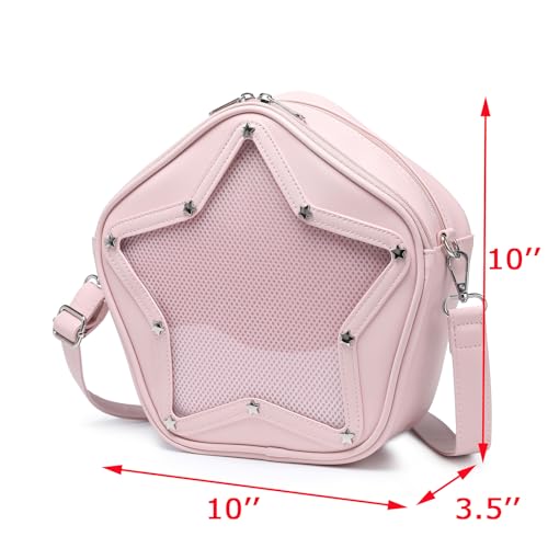 Image of Star PU Ita Crossbody Y2K Aesthetic Clear Pin Window Kawaii Anime Purse | Star Design For Cosplay, Meetups & Daily Y2K Outfits