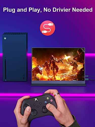 Image of 120Hz Portable Gaming Monitor, 16 inch 1920x1200 IPS Second Monitor for Laptop, Dual USB-C HDMI Computer Display with Speakers, Dual Game Screen Extender for PC, Phone, PS5, Xbox, Switch