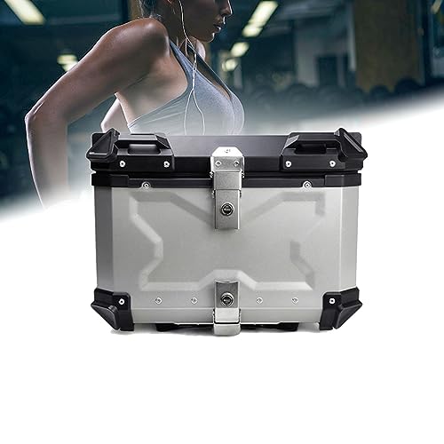 Baúl de aluminio de 55L para moto con cerradura de seguridad y kit universal negro