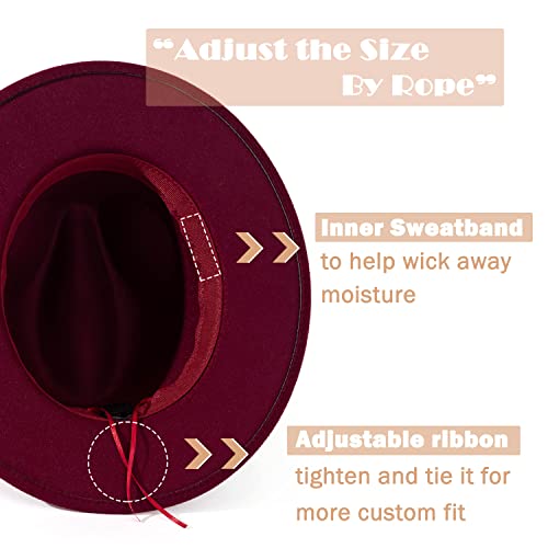 Image of Lisianthus Men & Women Vintage Wide Brim Fedora Hat | Classic Belt Buckle Decor, Adjustable Drawstring, Inner Breathable Sweatband, Timeless Style, Ideal for Travel & Daily