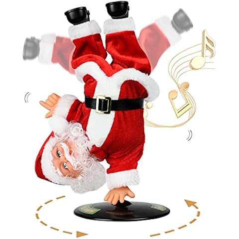 SdeNow Singing Dancing Santa Claus,Christmas Animatronics Musical Santa Claus Inverted Rotating Santa Animated Christmas Plush Toys Decorations Indoor for Kids Cover